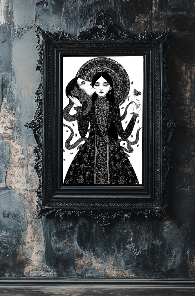 The Kiss Noir Archival Satin Art Print